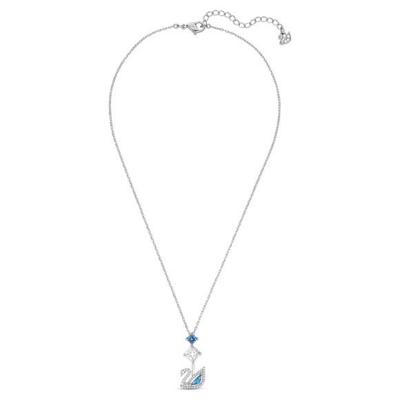 SWAROVSKI Dazzling Swan Y Necklace, Swan, Blue and Silver, Rhodium Plated - NIB - Picture 2 of 5